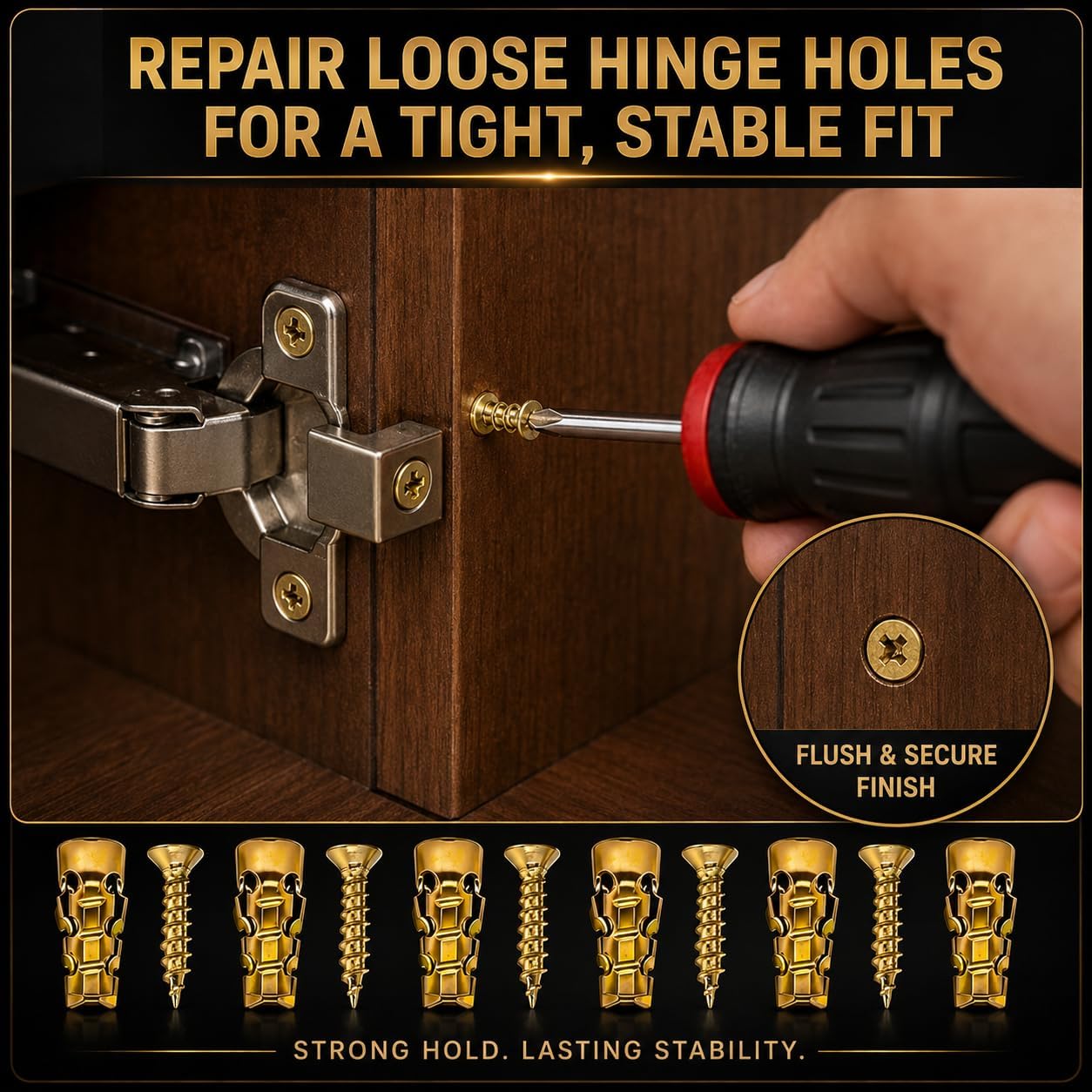 6×14mm Short Expansion Screw Set,Door Hinge Thread Repair Screws,Wall Anchors Screws Fit 6mm Holes for Tile Stone Wood Door,30PCS