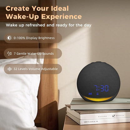 Sound Machine Alarm Clock for Bedroom: 25 Natural Sleep Sounds | White Noise Machine for Adults Kids Baby - Gentle Wake Up Alarm with Bluetooth Speaker - Putty