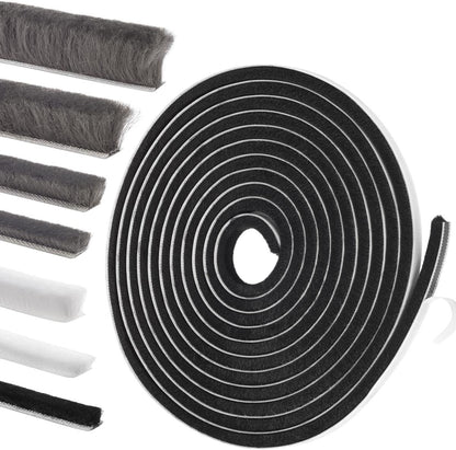Self-Adhesive Weather Stripping Seal for Doors & Windows – Soundproof Insulation Gap Filler for Sliding, Exterior, Front, and Jamb Frames – 0.2" x 0.35" x 16.5 ft, Gray