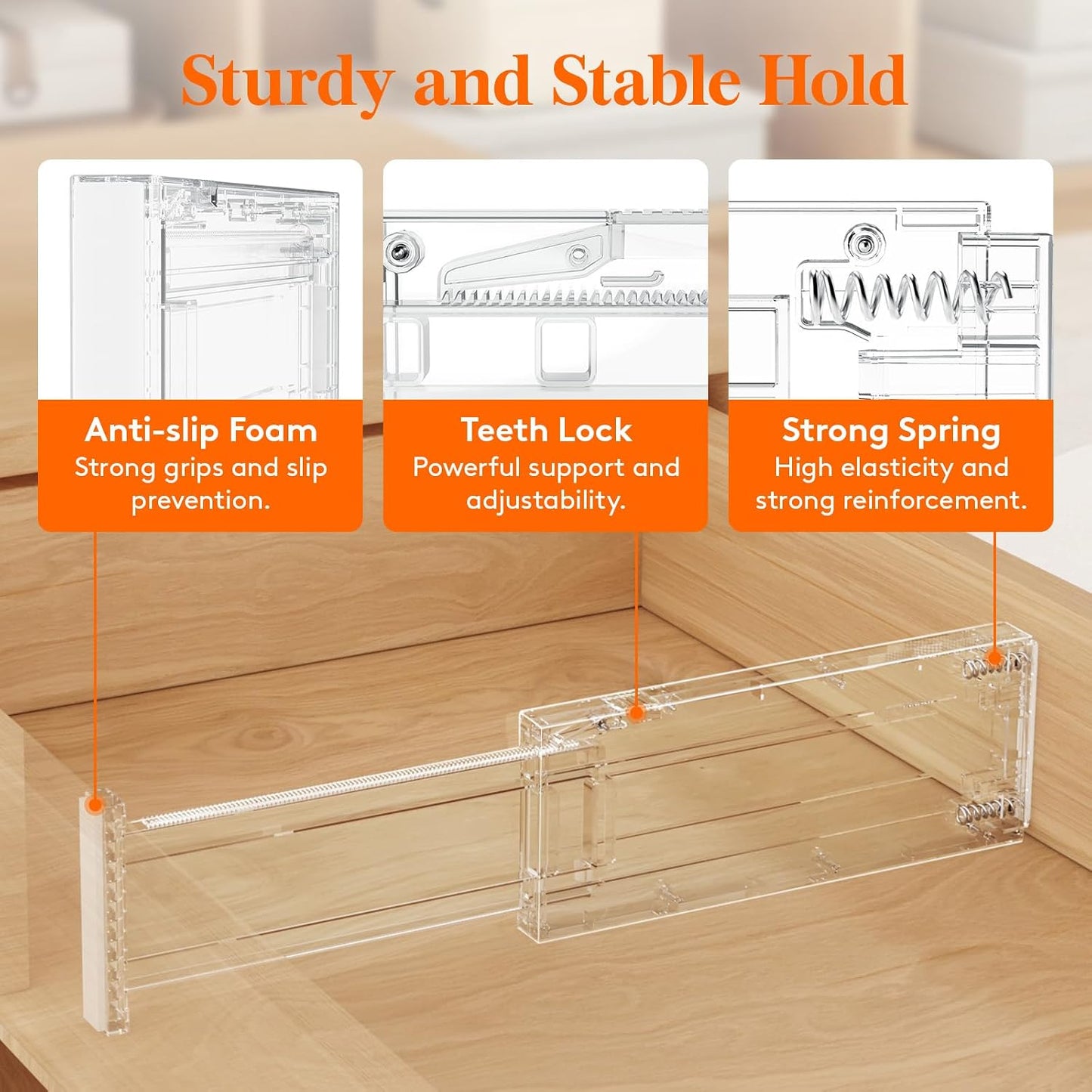 Lifewit 4" High Upgrade Drawer Divider, Adjustable Drawer Organizer Clothes | 5 Pack 11"-17" Expandable Beige Plastic Drawer Separator for Dresser, Kitchen, Closet, Nursery, Office Organization & Storage