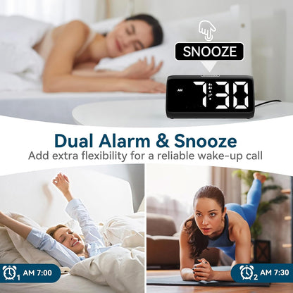 Netzu Loud Alarm Clock for Heavy Sleepers, RGB Alarm Clocks for Bedrooms Seniors Kids, Plug in Digital Clock with 5 Dimmers, 2 Alarms, 4 Volumes and Snooze