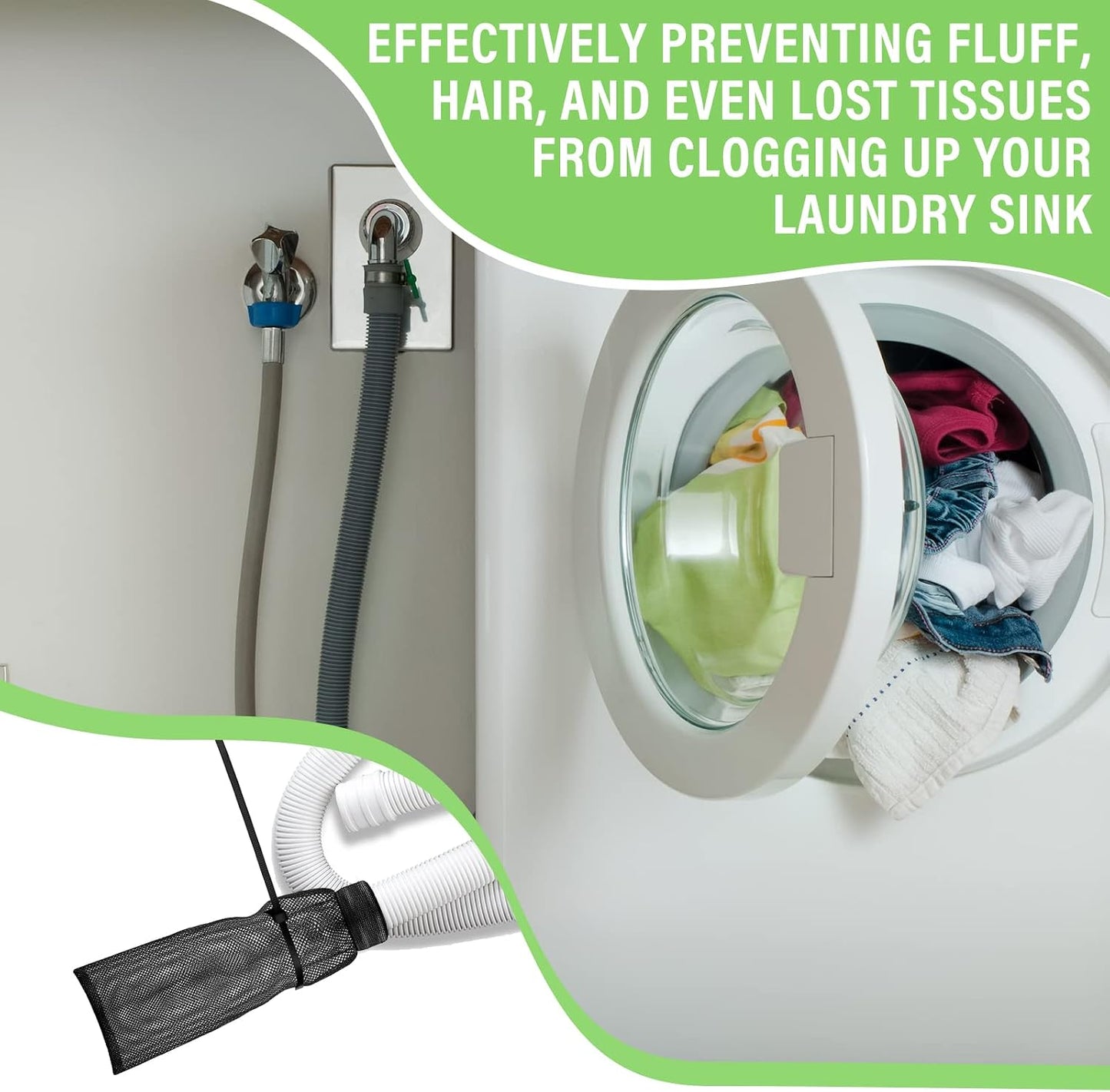 Shappy 24 Pack Washing Machine Lint Traps with Cable Ties (White) | Nylon Mesh Lint Traps, Hair & Pet Hair Filter, Easy Drain Hose Installation with Cable Ties, Fits Most Washing Machines