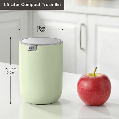 EKO Fandy 0.58 Gal/2.2L Mini Trash Can with Lid, Swing-Top Desktop Trash Can for Bathroom, Countertop, Vanity, Desk or Office, Small Garbage Bin (Blue)