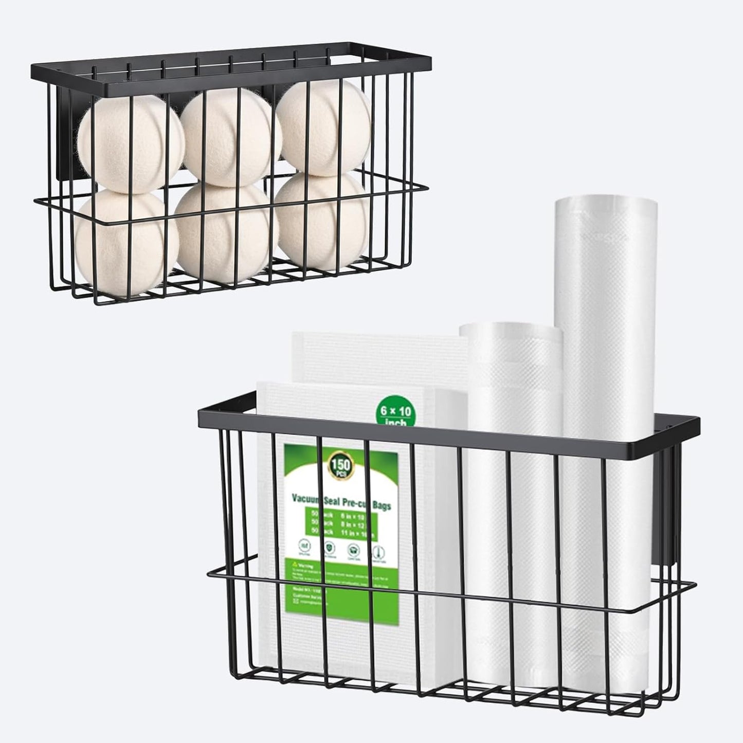 FAMNONE 1-Pack Magnetic Basket for Dryer Balls, Laundry Room Organizer | Metal Dryer Ball Holder, Magnetic Lint Bin, Fridge Basket, Washer Dryer Organizer for Kitchen, Laundry