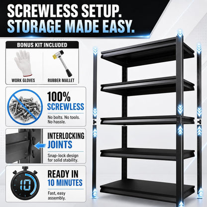 Over Washer and Dryer Shelves, Adjustable 5 Tier Metal Laundry Room Organizer and Storage Rack, Heavy Duty Utility Shelving Unit, 36"Wx 16"Dx 72"H Rust Resistant Steel Freestanding Shelf, Black