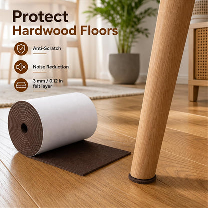 Felt Furniture Pads, Self Adhesive Felt Sheets Roll, Cuttable Felt Pads for Furniture Legs, Heavy Duty Furniture Pads for Hardwood Floors, Chair Wall Protector, Black, 40 x 5 x 0.12 Inch
