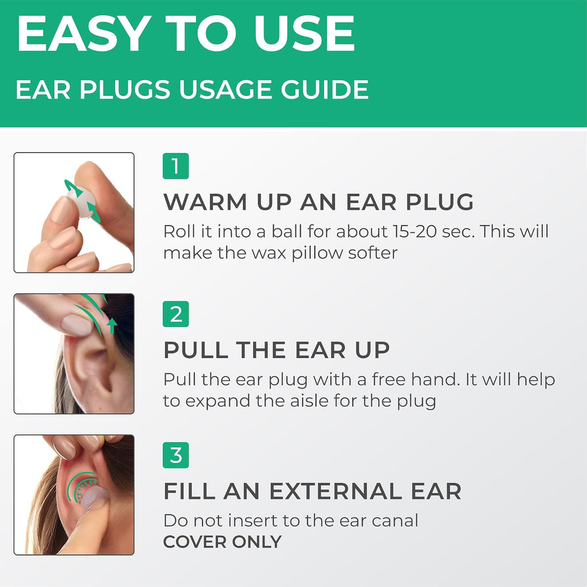 Peace&Quiet PQ Silicone Ear Plugs for Sleeping - 15 Wax Earplugs for Sleep and Swimming Ear Plugs, Soft Ear Covers for Sleeping and Water, Noise Cancelling