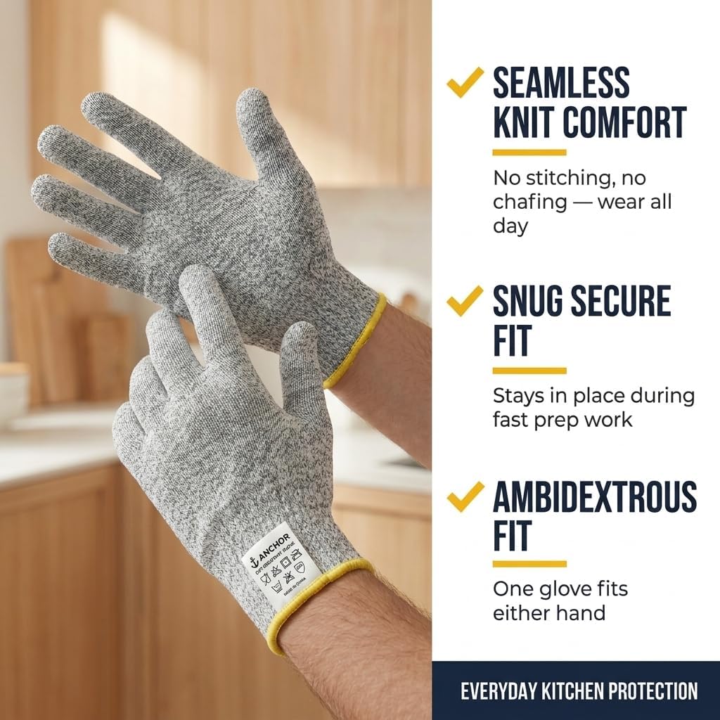 ASG Premium ANSI A5 Cut Resistant Gloves, Food Grade HPPE,Mandoline & Oyster Shucking, Kitchen Safety Gloves for Chefs