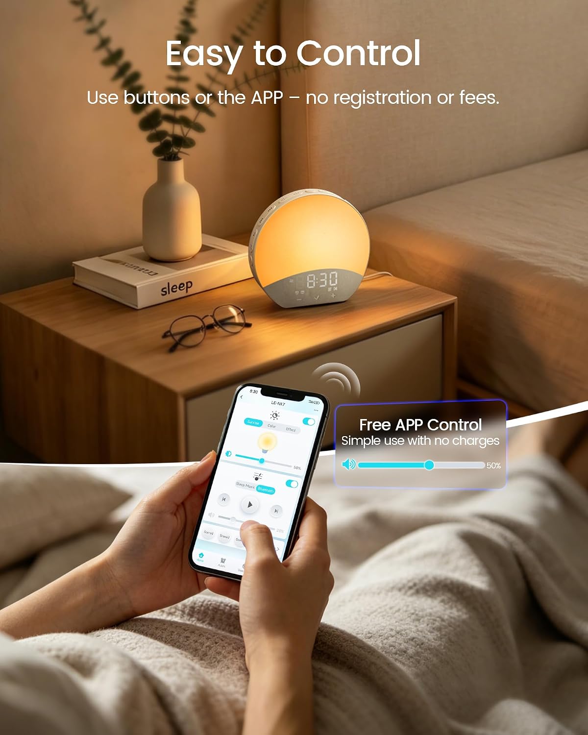 Glocusent Sunrise Alarm Clock with Sound Machine, Alarm Clock for Sleeper