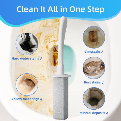Toilet Brush and Holder Set with Pumice Stone Toilet Bowl Cleaner | Long-handle Scrubber with Ventilated Holder and Pumice Stone for Hard Water Stains, Limescale and Toilet Rings