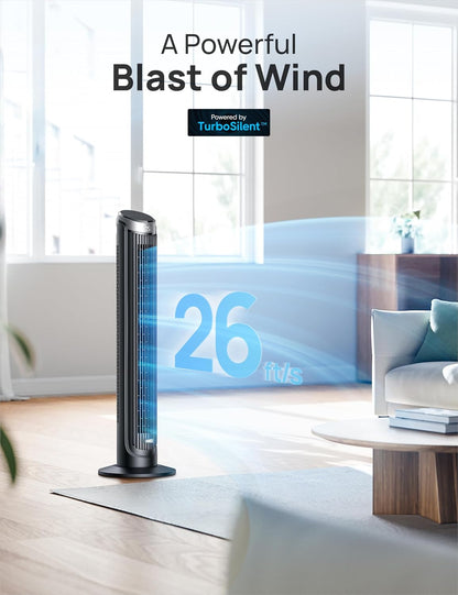 DREO Smart Tower Fan for Bedroom, 90° Oscillating Fan, 26ft/s Wind, 28dB