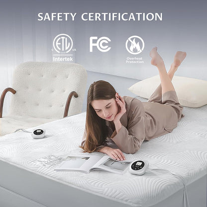 Heated Mattress Pad Foot Queen, 3D Air Fabric, Preheat & Memory for Winter
