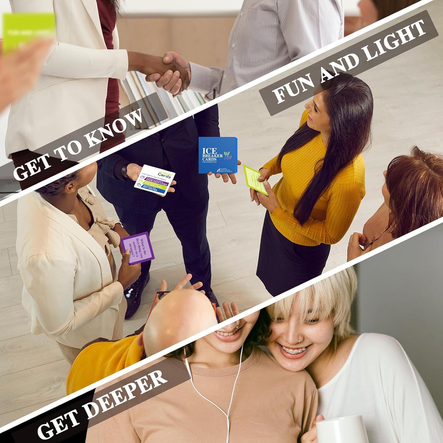 chiazllta 87 Conversation & Connection Cards, Icebreaker Team Building Games for Meetings Work, Trust Activities at Workplace Adults Employee