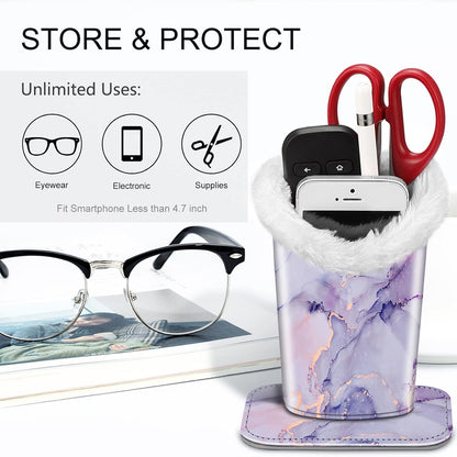 FINTIE Plush Lined Eyeglasses Holder, Glasses Stand Case For Nightstand | Soft Plush Lining, Bedside Eyeglasses Holder, Office Desktop Organizer, Small Item Storage, Anti-Scratch - Colors B