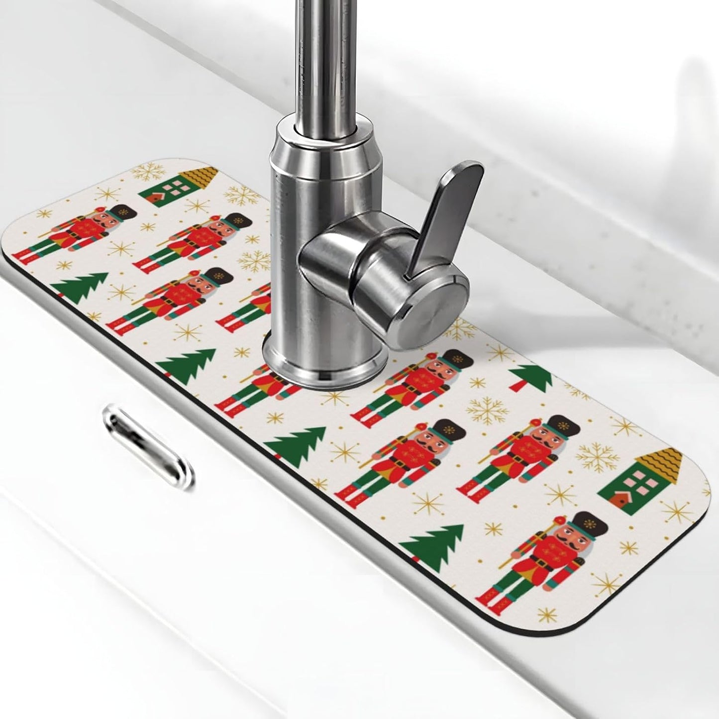 Wildflowers Floral Flower Kitchen Sink Splash Guard Faucet Mat Super Absorbent Fast Drying Mat Sink Gadgets-Fast Drying Pad Sink Mat For Kitchen Bathroom (15" X 5.5" )
