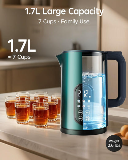 1.7L Stainless Steel Electric Kettle with Temperature Control–Black