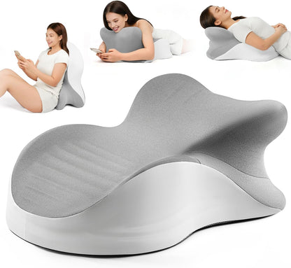 Memory Foam Ergonomic Wedge Pillow, Reading Pillow for Bed, Headboard Pillow Support for Back Pain, Acid Reflux & Sitting Up, Ideal for Massage with Removable Cover