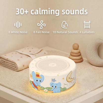 Kipcush White Noise Machine for Baby & Adults, 30 Soothing Sounds, Sleep Sound Machine with 8 Color Night Light, Memory Function, White Noise for Sleeping, Nursery, Office, Travel & Relaxation