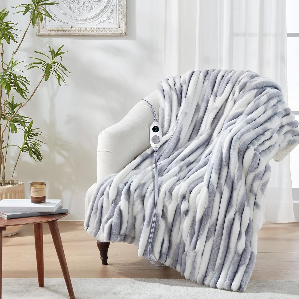 Westinghouse Heated Throw Blanket, 50"x60", Charcoal, ETL Certified