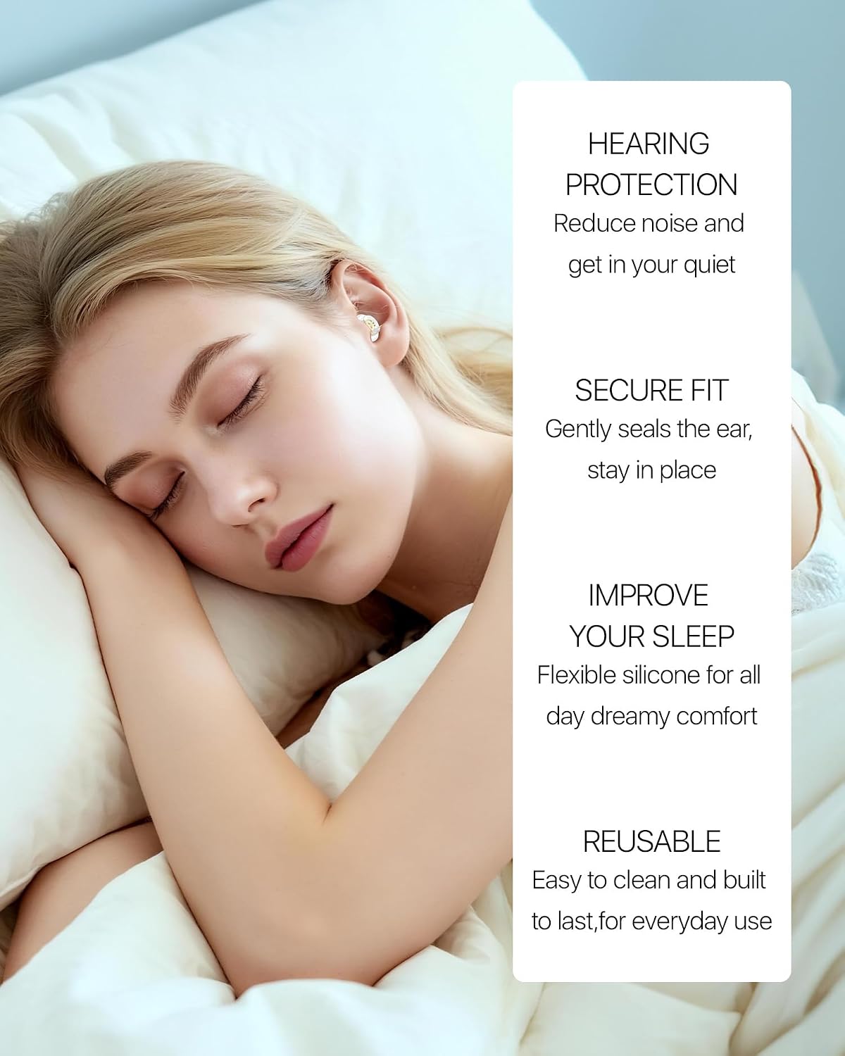 Ear Plugs for Sleeping 2 Pairs, Ultra-Comfy Reusable Small Earplugs for Sleep, Travel, Focus, Side Sleepers, Snoring - 27 dB Soundproof Noise Cancelling Silicone Hearing Protection