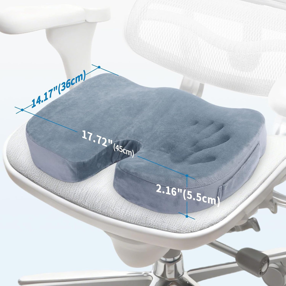 Memory Foam Seat Cushion for Office Chair & Car - Ergonomic Tailbone & Sciatica Pain Relief Pad - Non-Slip Desk Chair Cushion for Long Sitting, Breathable Mesh Pad for Posture Support (Black)