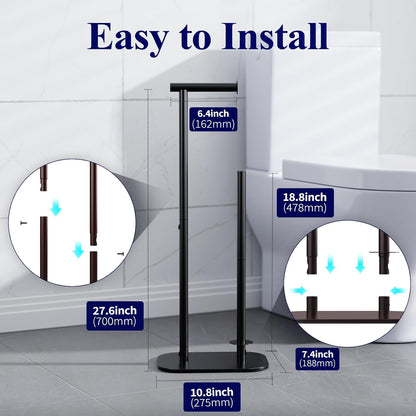 Kitsure Toilet Paper Holder Stand, Bathroom Storage, Medium, Black | Large Capacity Toilet Paper Holder for 4 Rolls, Rustproof Toilet Paper Holder Free Standing, Non-Slip Stable Base