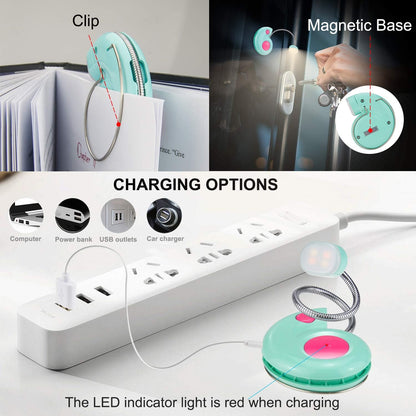 Kids Rechargeable Book Light, Clip on Reading Light for Kid, Kids Reading Lights, Amber Book Light for Reading in Bed, 2 Lighting Modes, Blue Light Blocking, Bookmark Light for Bookworms-Green