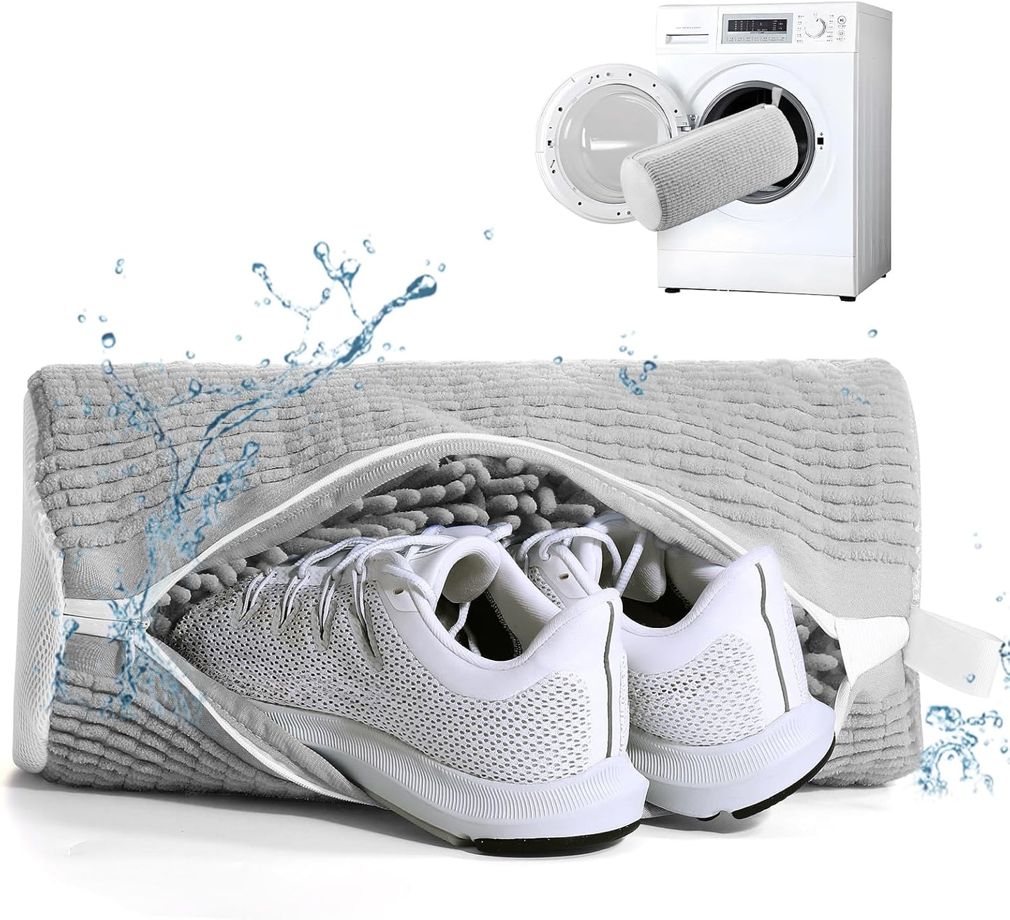 Aship Shoe Washing Machine Bag, Laundry Shoes Bag for Washer & Dryer - 2PC Reusable Shoe Cleaning Bag for Sneakers,Tennis Shoes, 360° Deep Cleaning With Self-locking Zipper for All Shoes Sizes - White