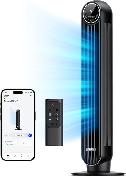 DREO Tower Fan for Bedroom, 28ft/s High Velocity, 9 Speeds, DC Motor
