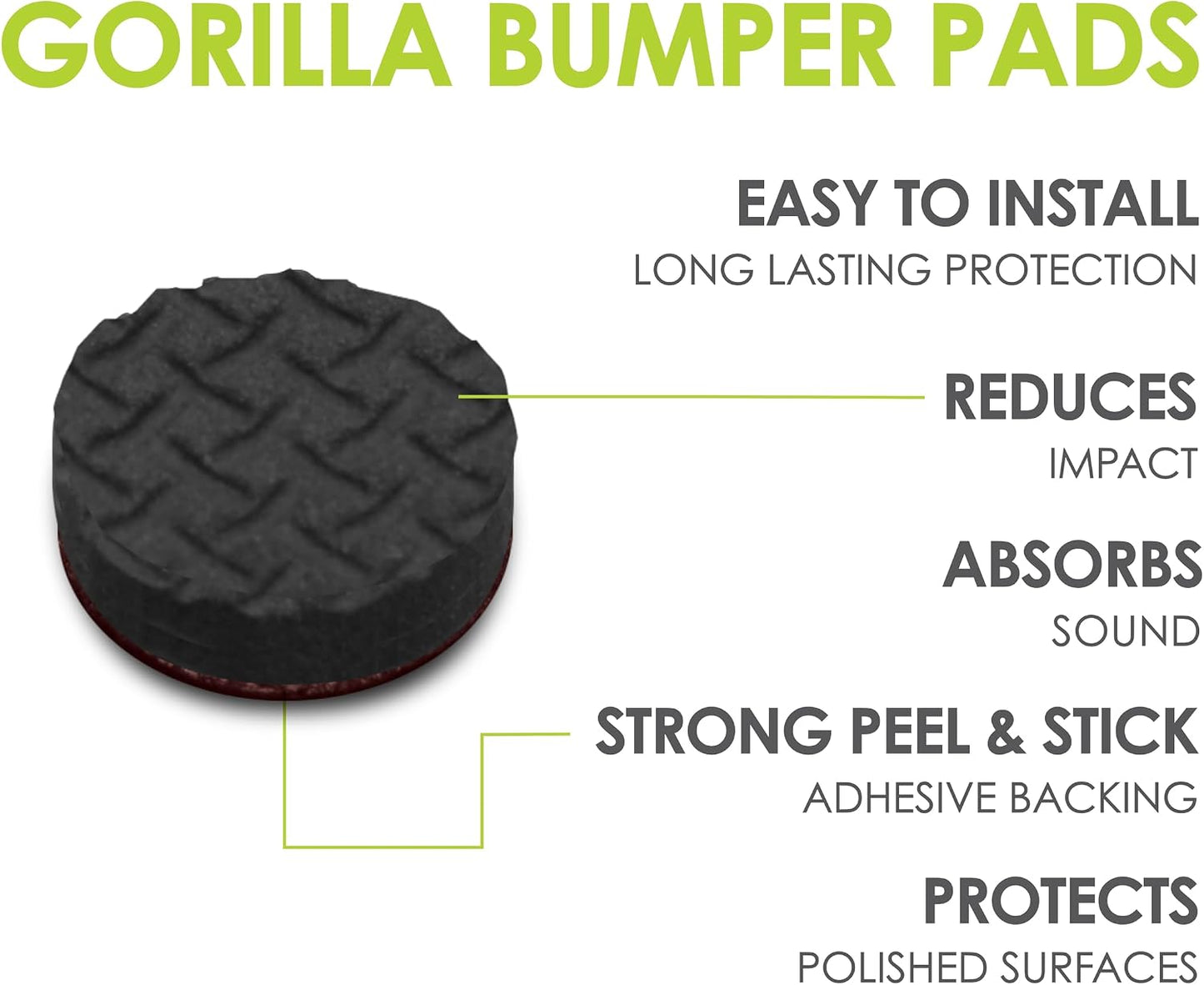 Slipstick GorillaPads CB147 Non Slip Furniture Pads/Gripper Feet (Set of 16) Self Adhesive Rubber Floor Protectors, 1 inch Round, Black
