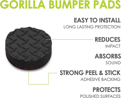 Slipstick GorillaPads CB147 Non Slip Furniture Pads/Gripper Feet (Set of 16) Self Adhesive Rubber Floor Protectors, 1 inch Round, Black