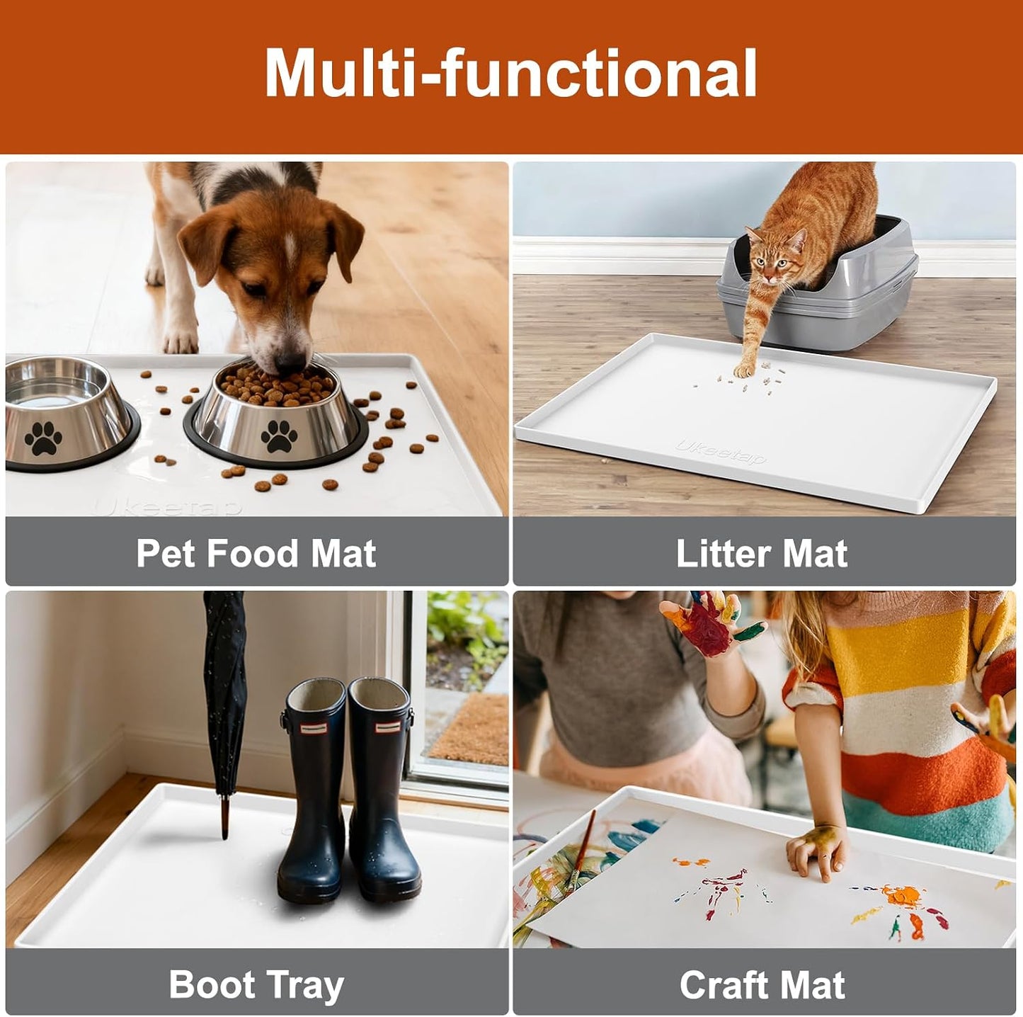 34" x 22" Extra Thick Silicone Mat Waterproof with Raised Edge, | Under Sink Mat for Kitchen & Bathroom, Kitchen Cabinet Liner, Multi-Purpose for Storage & Protection