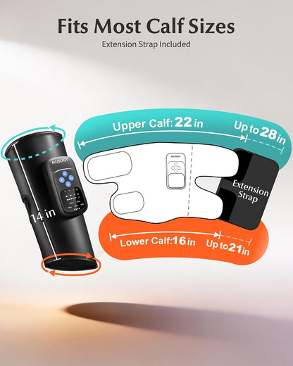 Cordless Calf Massager with Heat and Compression : Rechargeable Leg Compression Massager with 5 Modes, 5 Intensities for Pain Relief and Circulation - Calf Massage Device for Muscle Recovery