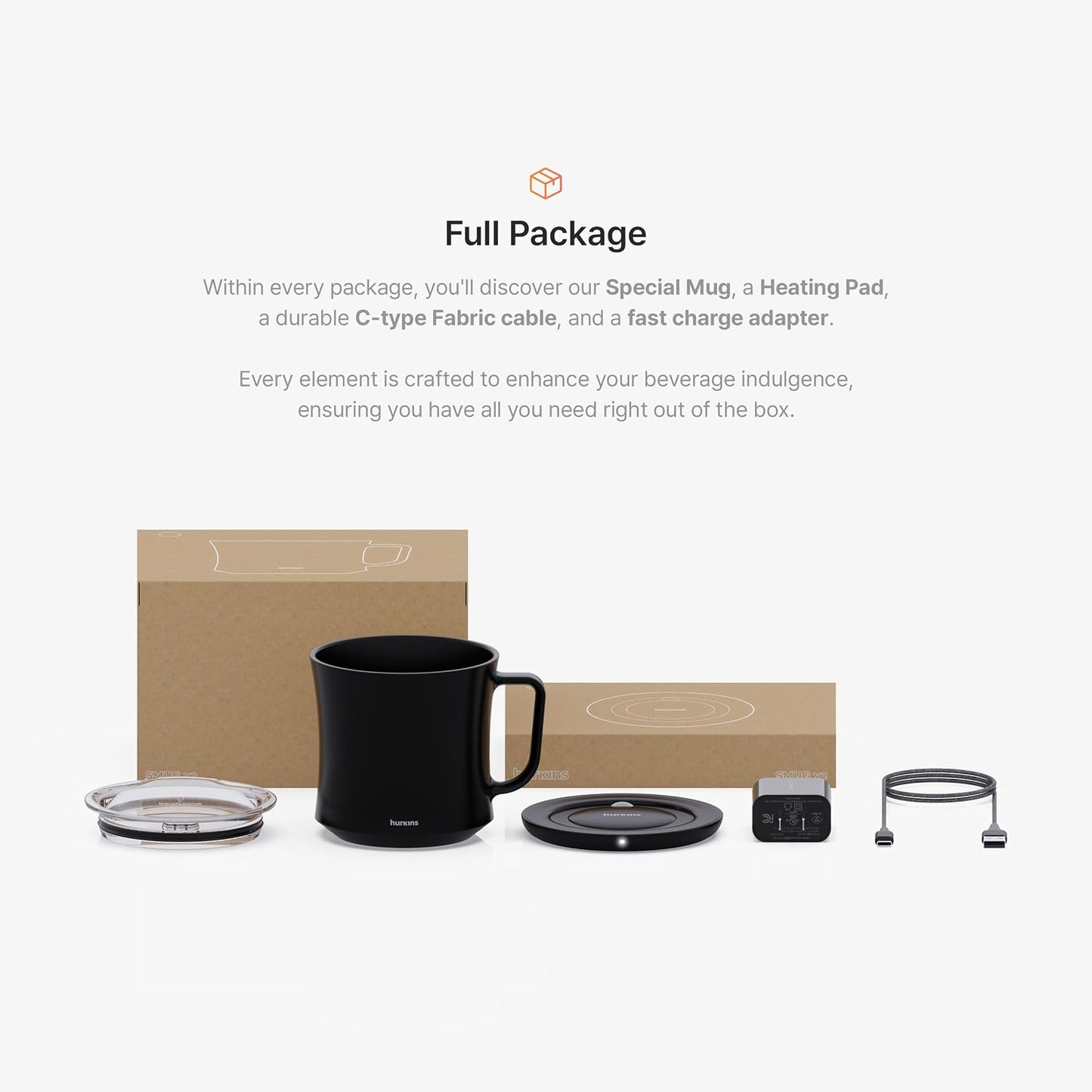 Smug Mug Warmer V2 | Premium Temperature Control Mug & Heating Base | 55 °C (131 °F) Smart Warming | 1-Year Replacement Warranty | Gift Ready Packaging | USB-C Charger (Grande Black)