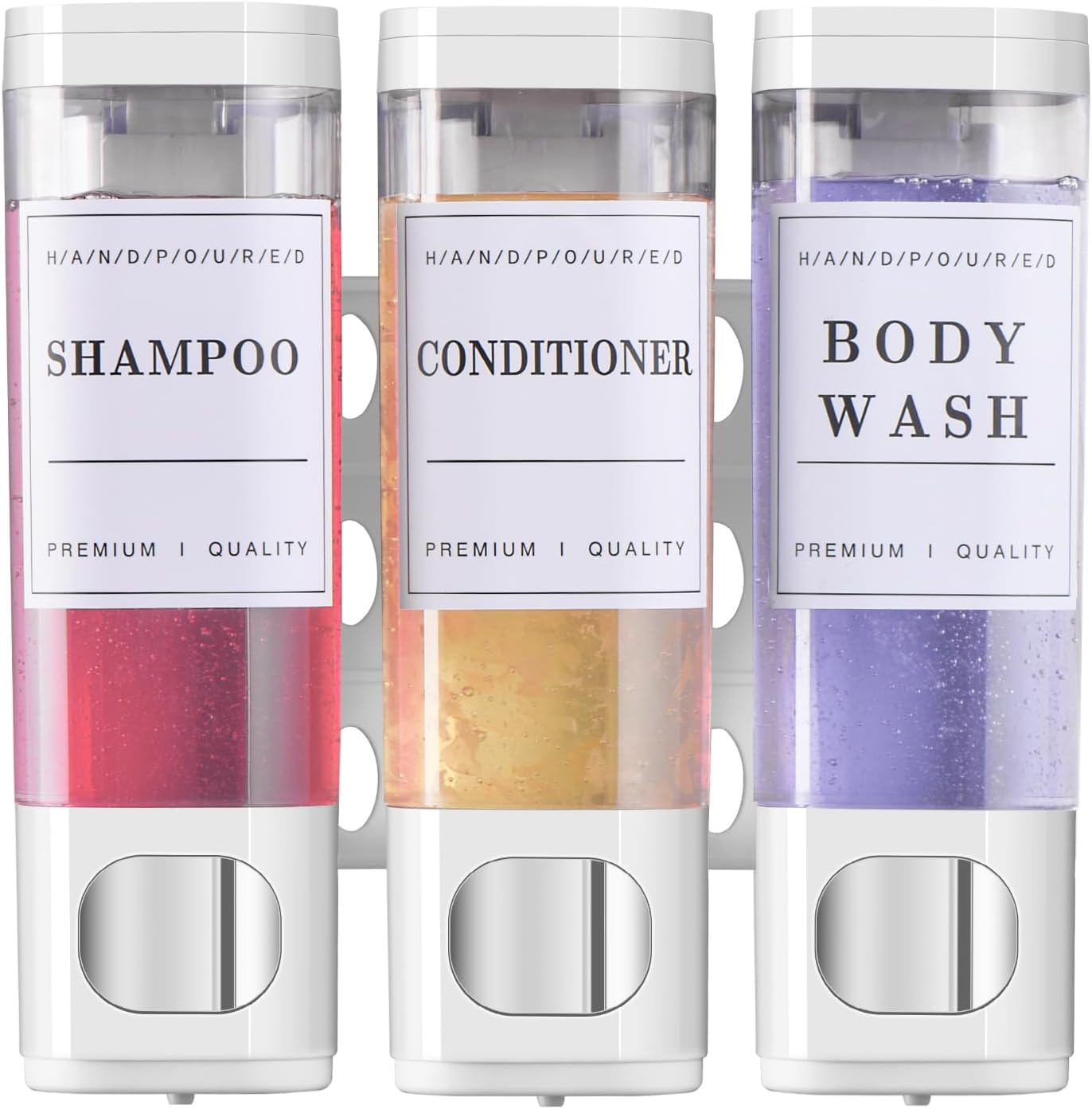 Cabo Deseado Shower Soap Dispenser Wall Mounted No Drill Shampoo Dispenser for Shower Wall Shampoo and Conditioner Dispenser Bathroom Hotel 3 * 350ml Gungray with Labels