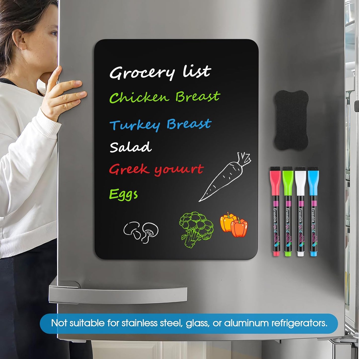 MaxGear Magnetic Dry Erase Board for Fridge, 12 x 8 Inch, Markers Included | Strong Magnetic Backing, Stain Resistant Surface, Easy to Write and Erase, Ideal For To-do Lists, Includes 3 Markers 1 Erase