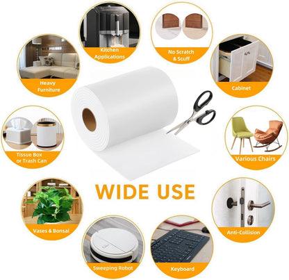 Felt Strips with Adhesive Backing Heavy Duty Cuttable Felt Tape Roll Furniture Pads for Chair Legs - Protecting Hardwood Floors, Chair Wall Protector (Black, 80 x 0.5 x 0.14 Inch)