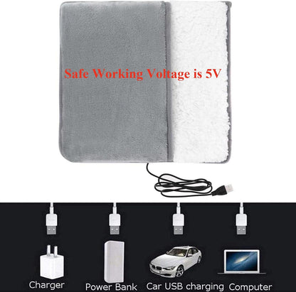 USB Heated Foot Warmer Electric Feet Heating Pad Washable Thermal Heated Foot Cover for Under Desk Bed Office Home