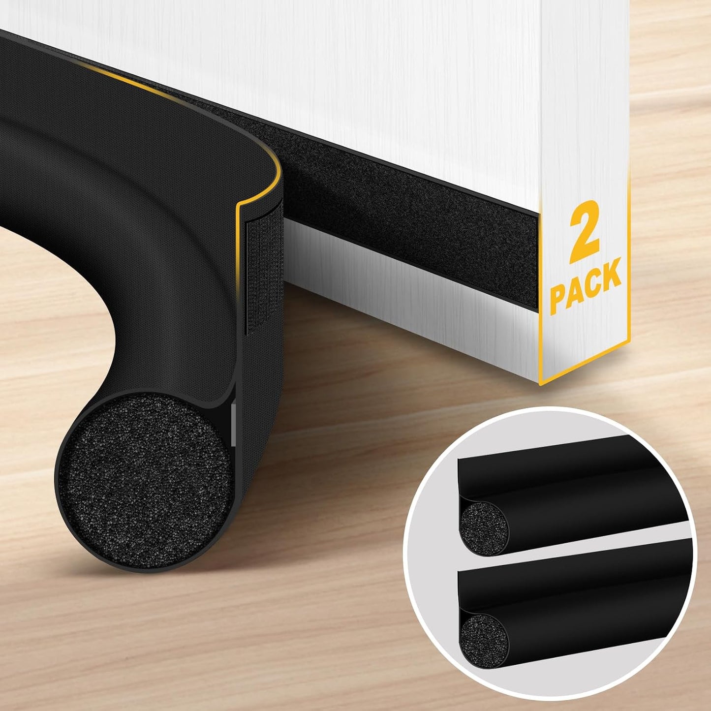 HomeProtect Door Draft Stopper Weather Stripping Door Seal Under Door Sweep Block Cold Air Gaps Front Soundproof Draft Blocker for Bottom of Door Suitable for Interior/Exterior,White