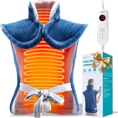 ALLJOY Heating Pad for Neck and Shoulders and Back Pain Relief | 24"x33" Weighted Heating Pad for Back with 10 Heat Levels & 4 Timers, Auto Shut-Off, Birthday Gifts for Men Women, Grey