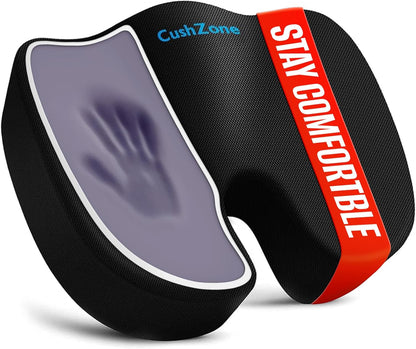 CushZone Seat Cushion Memory Foam Chair Pad for Office & Car, Black