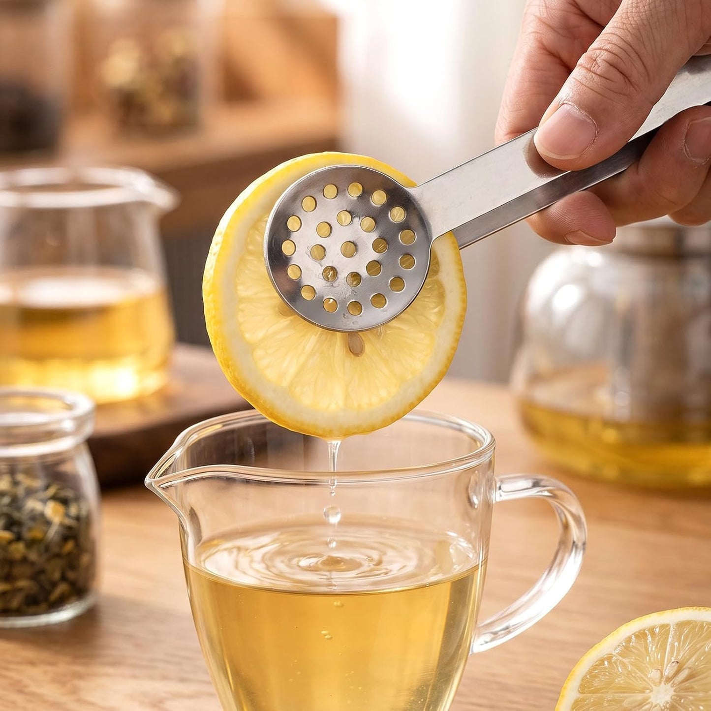4PCS Stainless Steel Tea Bag Squeezer with Bunny Silicone Tea Bag Holders, 6inch Round Teabag Squeezer Strainer Clips Sugar Ice Cube for Kitchen Bar Tools