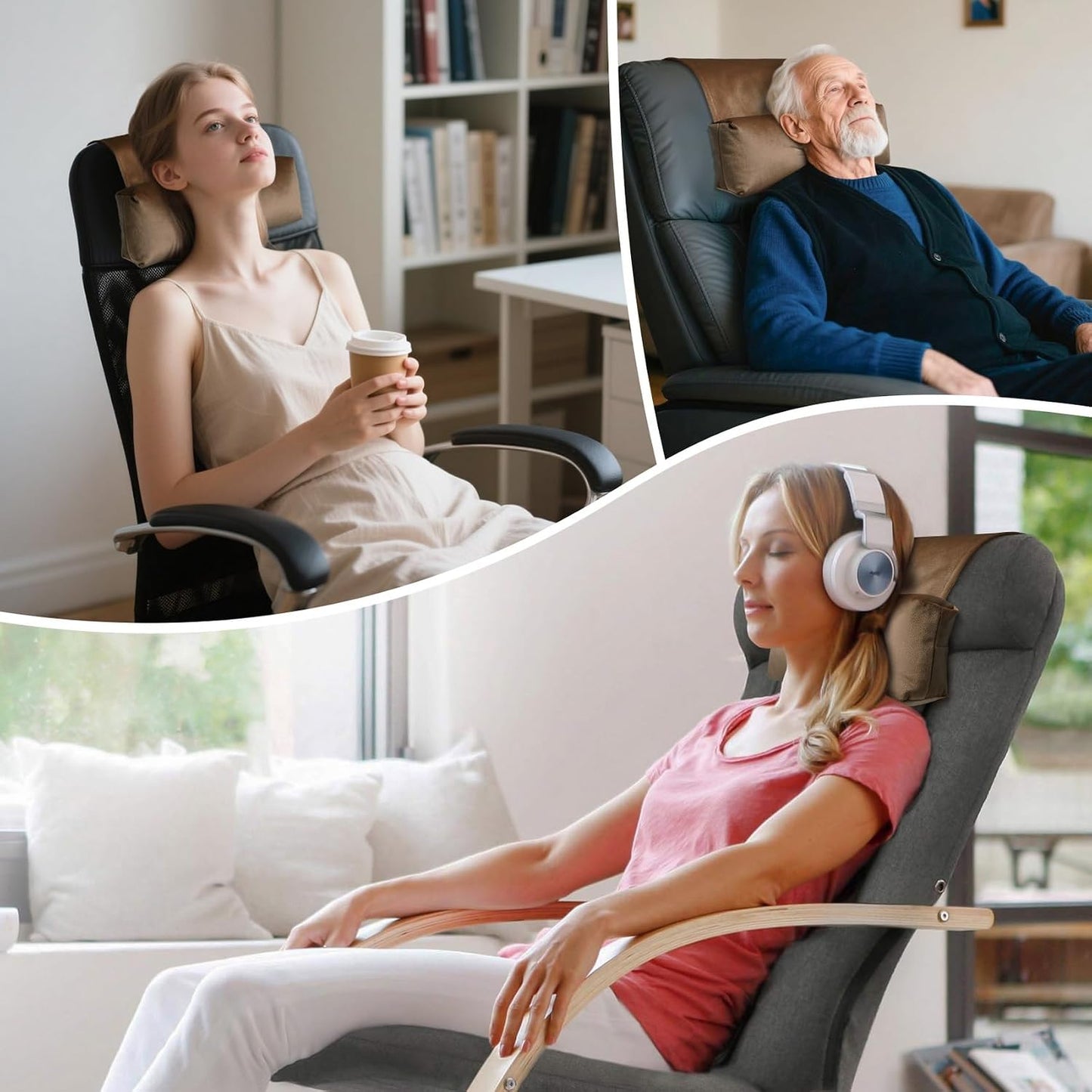 WdFour Velvet Neck & Head Pillow for Recliner Chair, Small Ergonomic Cervical Support Pillow for Home, Office and Travel, Non-Slip Cushion for Tension Relief & Shoulder Comfort (Chocolate)
