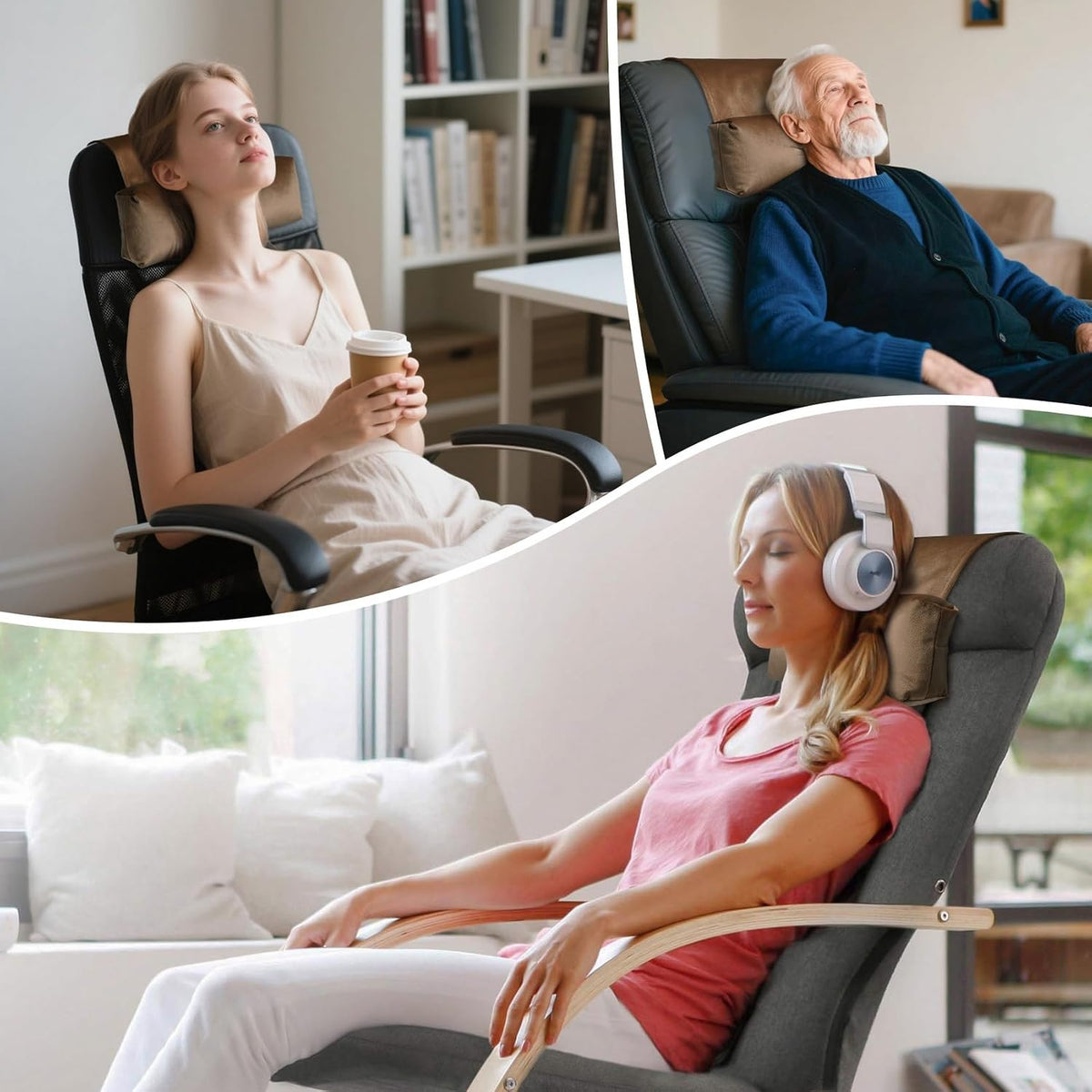 WdFour Velvet Neck & Head Pillow for Recliner Chair, Small Ergonomic Cervical Support Pillow for Home, Office and Travel, Non-Slip Cushion for Tension Relief & Shoulder Comfort (Chocolate)