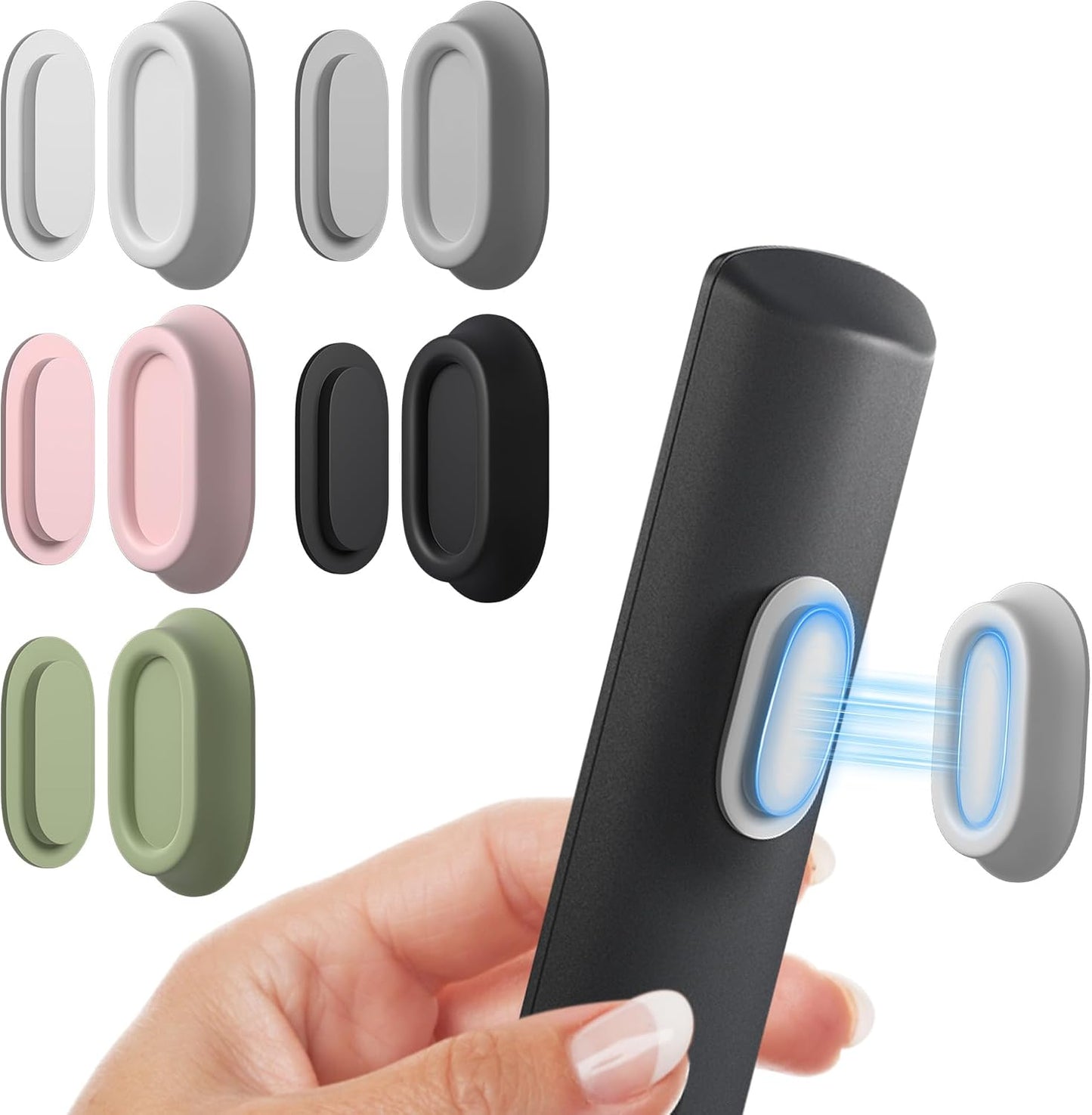 Magnetic Remote Control Holder Wall Mount for TV/Fan, 5Pack-Black | No Drill Self-Adhesive TV Remote Holder for Bed, Silicone Remote Caddy, Bedside Organizer, RV Accessories