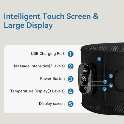 Cordless Portable Heating Pad with Massager for Back Pain Relief,5000mAh Rechargeable Lower Back Massager with 3 Heat 3 Vibration,Wireless Heating Pad for Cramps,Back Support Heat Massage Belt