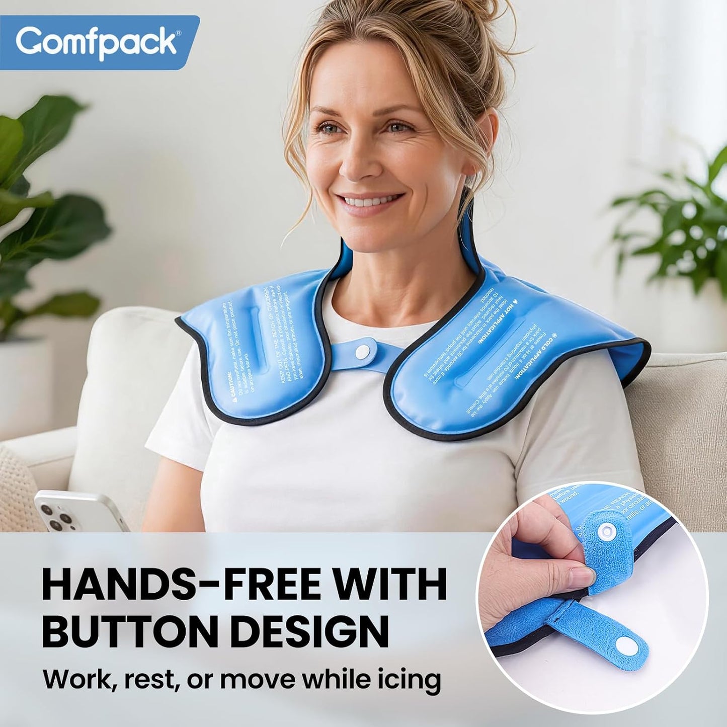 Comfpack Ice Pack for Neck and Shoulder Pain Relief, Large Neck Ice Pack Wrap with Ultra-Soft Plush Lining, Reusable Cold Compress Therapy for Cervical Injuries, Surgery, Post-Workout Recovery Gifts