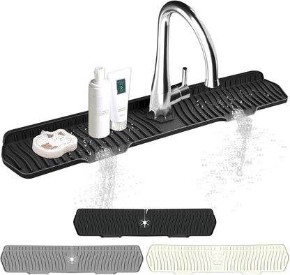 Kitchen Sink Splash Guard Gen2-30" x 6'' Silicone Sink Mat Splash Guard fit for Countertop, Bathroom,Farmhouse,RV by EBIGIC (Grey)