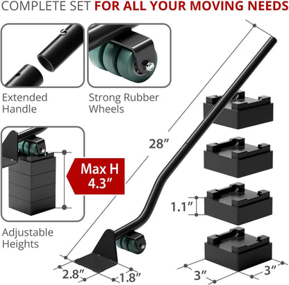 X-Protector Furniture Lifter Tool - Premium Furniture Jack Lifting Tool | Lift Furniture Easily - Appliance Lifter with 4.3" Adjustable Height - Ideal Jack to Lift Furniture Easily with No Effort