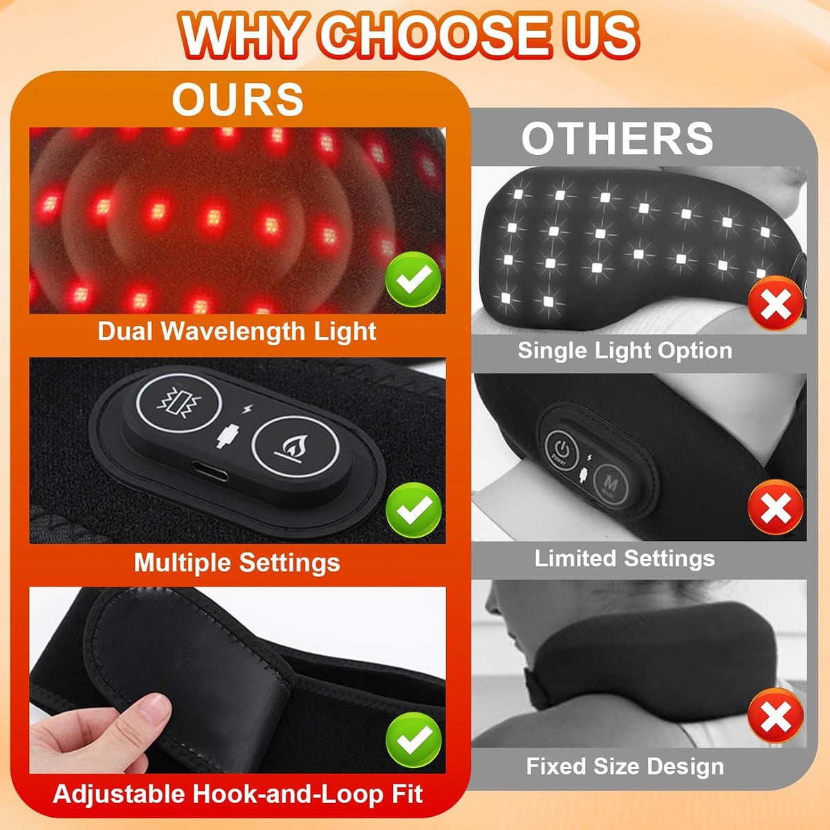 Red Light Therapy for Neck, Cordless Neck Heating Pad with Vibration